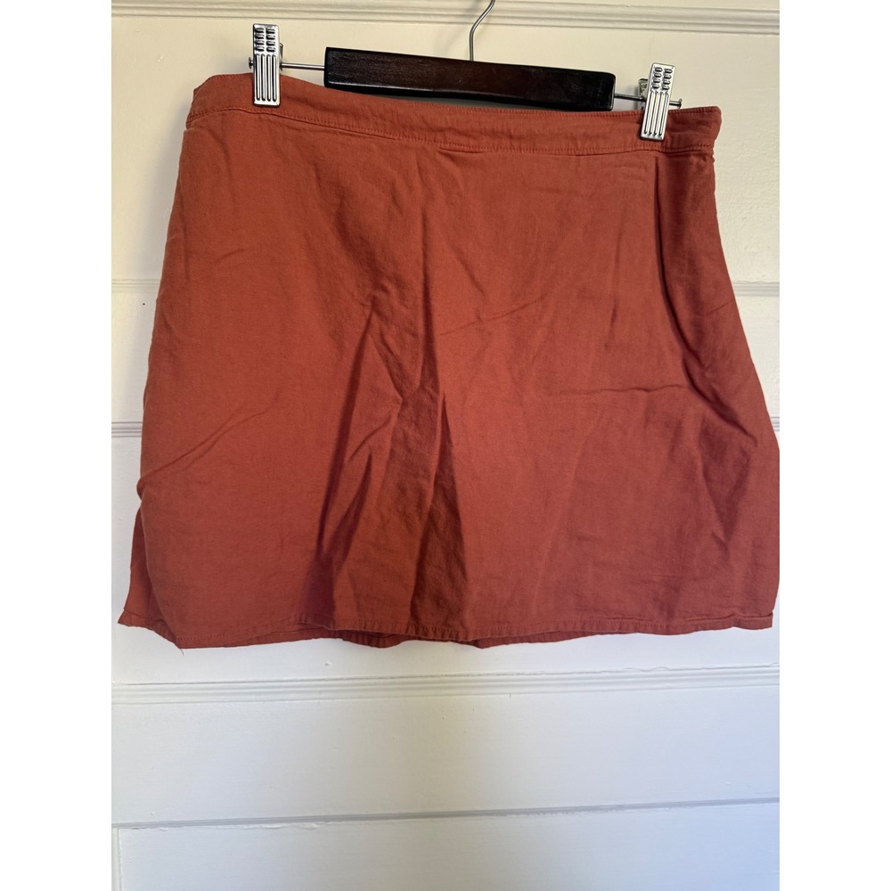 Abercrombie & Fitch Womens Linen Blend Skort Terracotta Orange Size M Side Zip